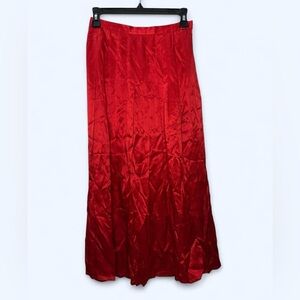 Saks Fifth Avenue Vintage Silk Pleated Midi Skirt in Red Size 8